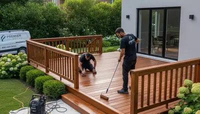 Professional deck staining on coastal wood deck in Charleston, SC by local painting experts