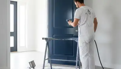Professional door painting service in Charleston SC showing freshly painted front door with coastal finish