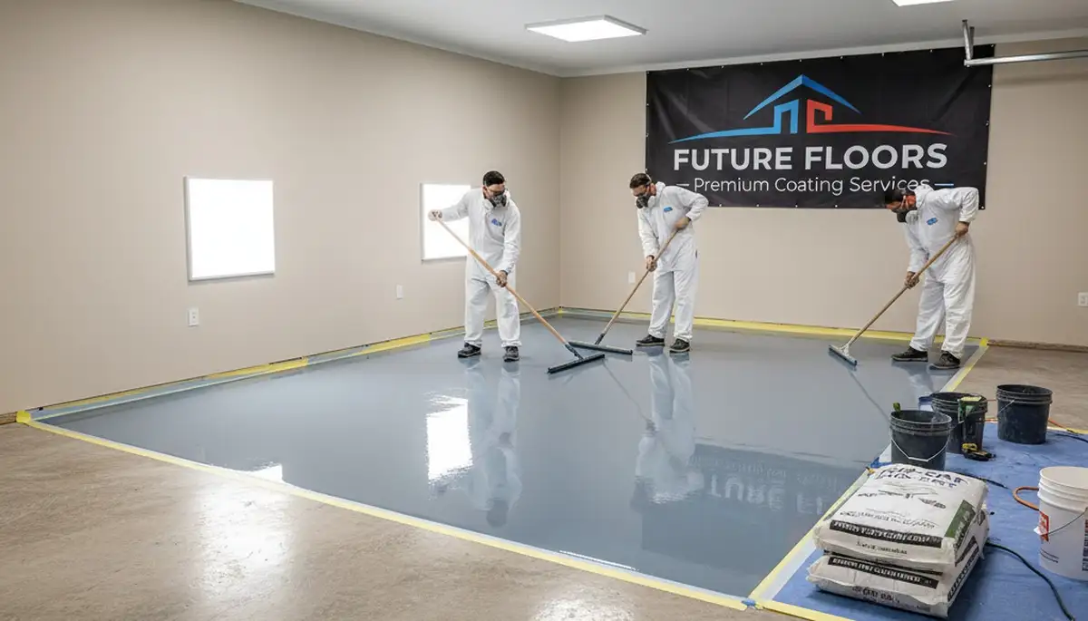 Professional epoxy garage floor coating in Charleston SC with durable, glossy finish