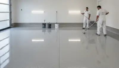 Epoxy garage floor coating in Charleston SC with durable, glossy finish by local painting professionals