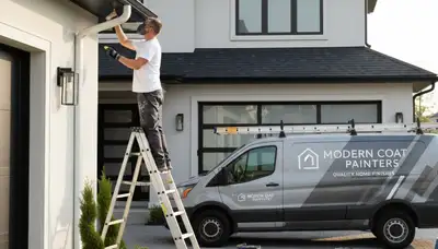 Professional gutter painting on Charleston SC home for corrosion protection and coastal durability