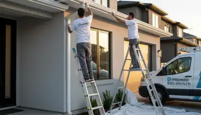 Professional gutter painting on Charleston SC home exterior by local house painters