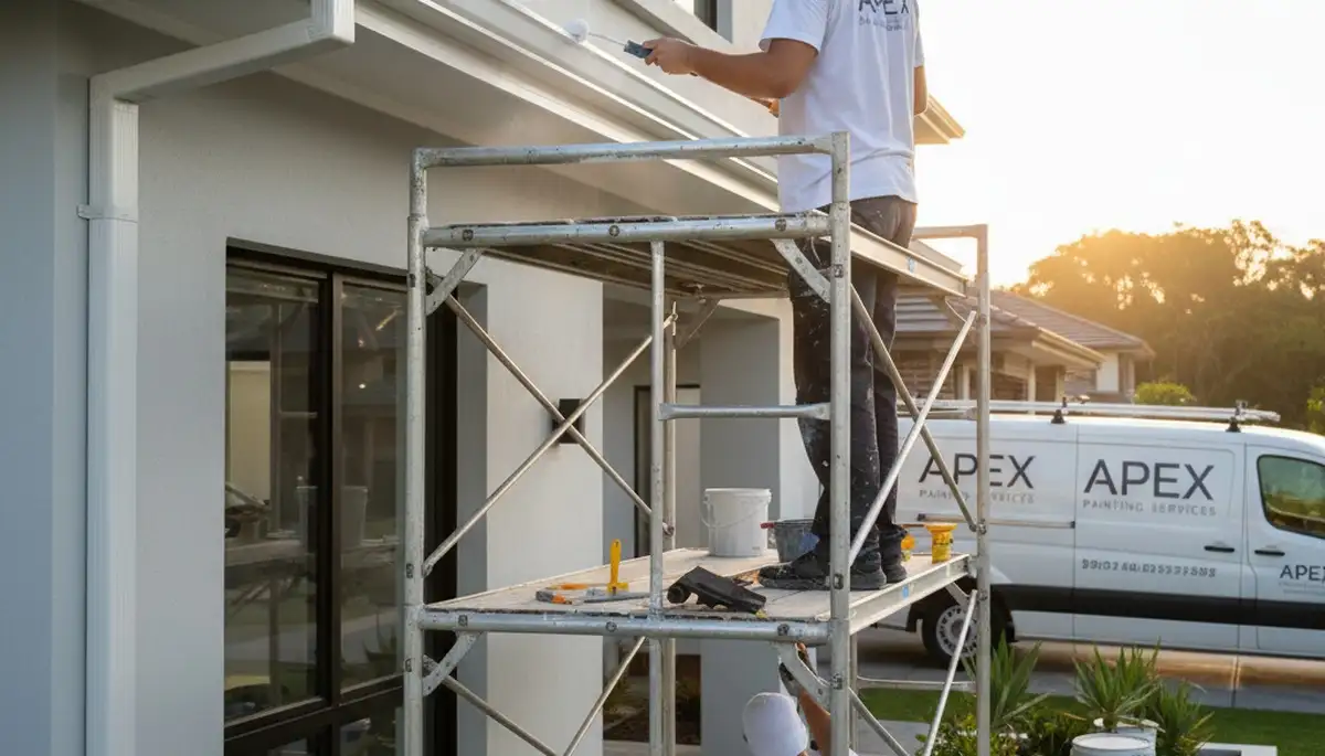 Professional gutter painting on a Charleston SC coastal home by expert house painters