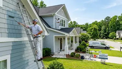 Professional house painters in Charleston SC applying fresh exterior paint to coastal home