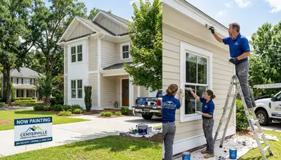 Professional house painters working on exterior home painting in Charleston SC