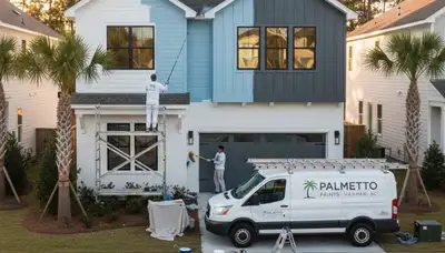 Professional house painters in Charleston SC showcasing residential exterior painting craftsmanship