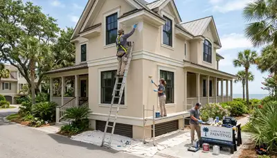 Professional house painters working on exterior home project in Charleston SC