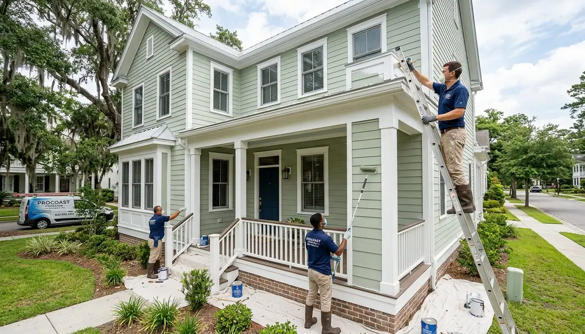 Professional house painting service in Charleston SC exterior home painters at work