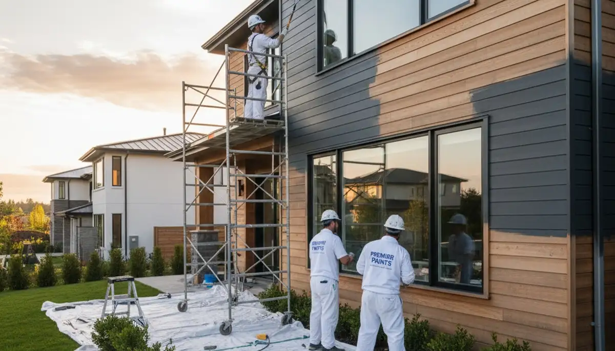 Professional siding painting on coastal home in Charleston SC by expert house painters