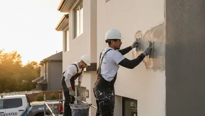 Professional stucco repair on Charleston SC home exterior by expert house painters