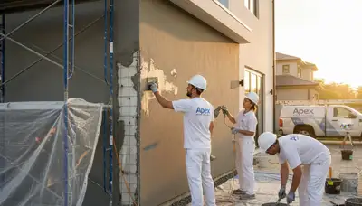 Contractor performing stucco repair on Charleston SC home exterior for expert stucco restoration