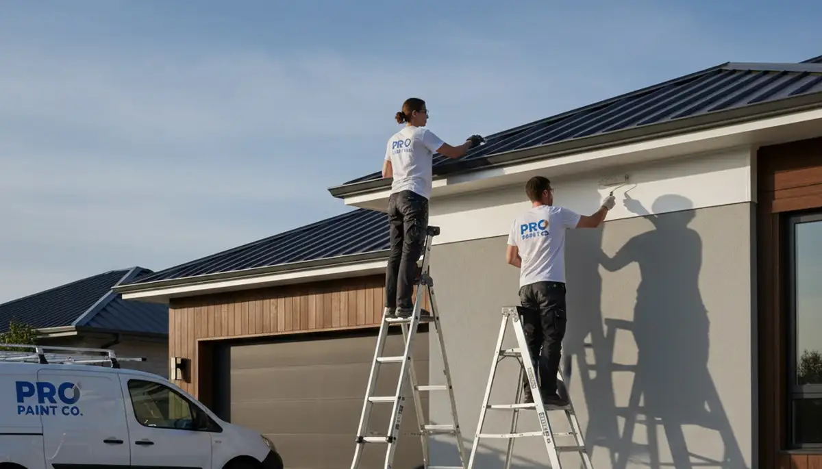 Professional trim and fascia painting on coastal home in Charleston SC by expert house painters