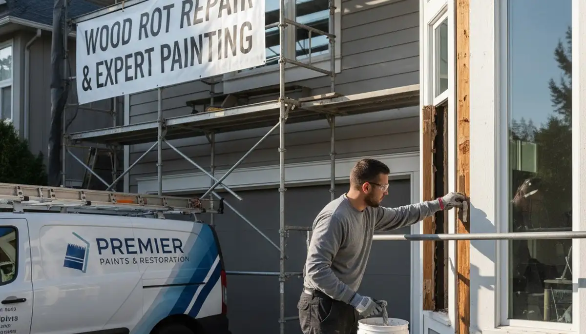 Contractor repairing wood rot on Charleston SC home exterior for expert wood restoration